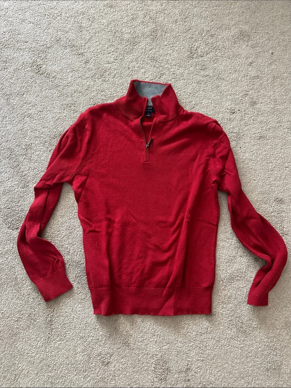 J. Crew Factory Men's Red Half-Zip Sweater